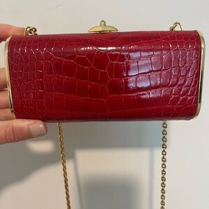 Judith Leiber Vintage Red Crocodile Clutch